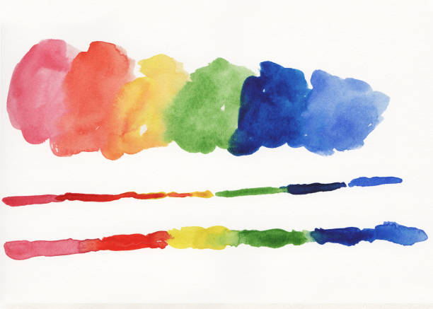 Rainbow watercolor gradient shape Hand painted watercolor line and shape in rainbow colors kathrynsk stock pictures, royalty-free photos & images