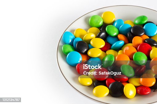 istock Rainbow-colored candies, multicolored close-up, texture, background. 1312134787