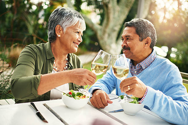 Raise your glass to a relaxing retirement stock photo