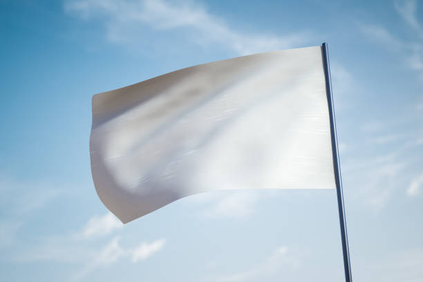 白い旗を掲げる。降伏の象徴。 - 白旗 ストックフォトと画像
