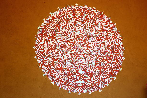 Rangoli- an Indian traditional power drawing Rangoli- an Indian traditional power drawing mandala pattern stock pictures, royalty-free photos & images