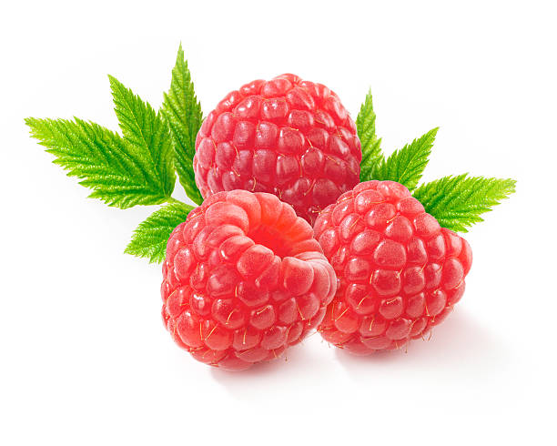 Raspberries with Leafs stock photo
