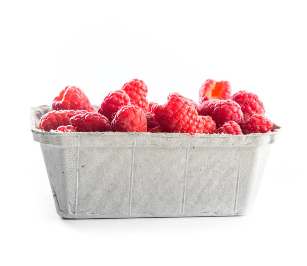 Raspberry container stock photo