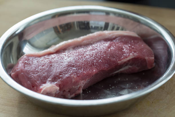 Raw uncooked beef steak stock photo