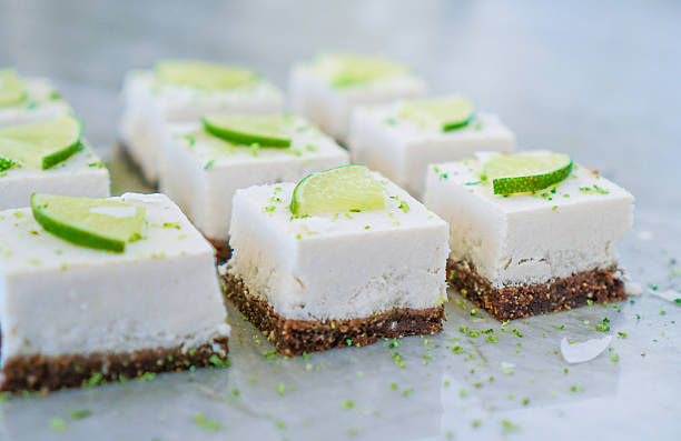 Raw Vegan Lime Coconut Cheesecake stock photo