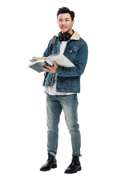 Reading of young college students stock photo