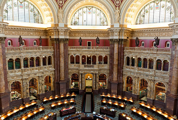 Reading room Interior of the Library of Congress,Washington DC stock photo