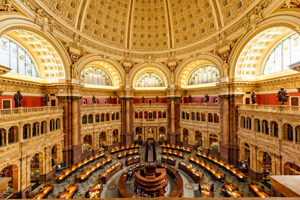 sala de lectura interior de la biblioteca del congreso, washington dc, ee.uu. - senate fotografías e imágenes de stock