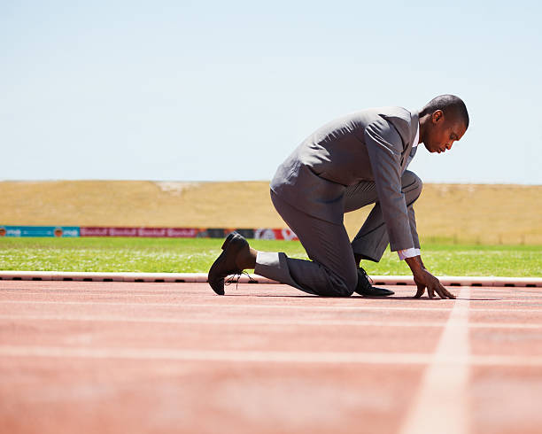 Ready to beat his competition stock photo