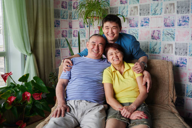 A real Kazakh family stock photo