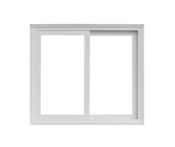 Real modern house window frame isolated on white background  sliding stock pictures, royalty-free photos & images