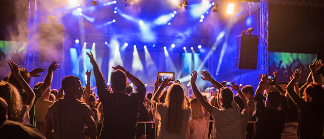 Rear View Of Concert Crowd Stock Photo - Download Image Now - iStock