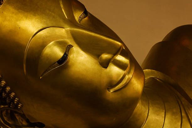 Reclining Buddha Face stock photo