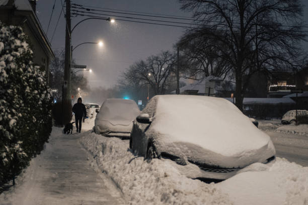 Record breaking snow storm in Montreal stock photo