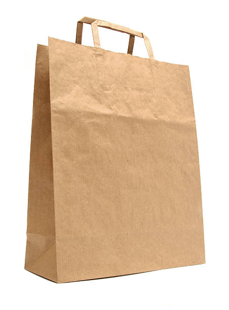 recycled paper shopping bag - brown paper bag bildbanksfoton och bilder