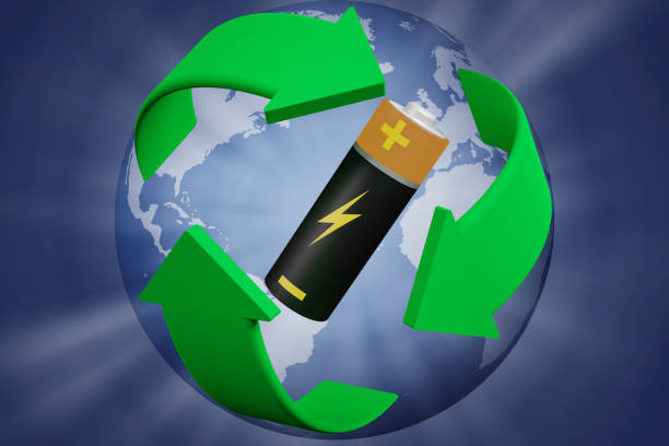 Recycling. Ecology. Battery - Video. Animation   - 3D illustration stock photo
