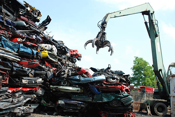 Recycling of cars stock photo