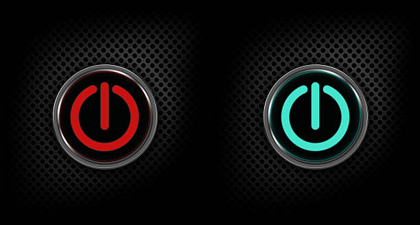Red and green speaker power buttons stock photo