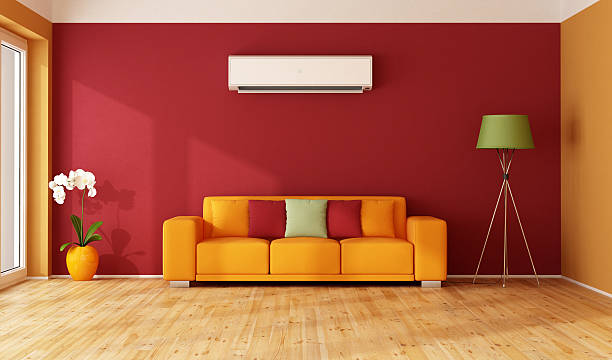 Red and  orange living room stock photo