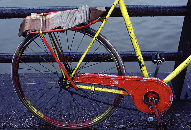 Red and Yellow Bike stock photo
