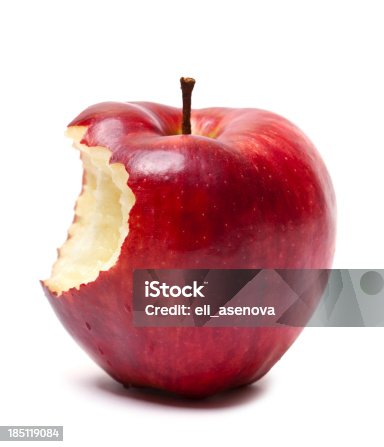 istock Red apple with bite 185119084