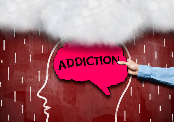 ADDICTION / Red background concept (Click for more) stock photo