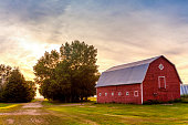 istock Red Barn at Sunset 845461822