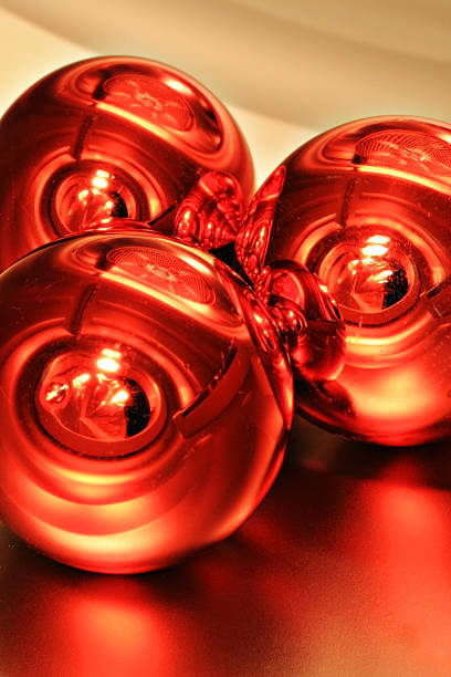 Red baubles stock photo