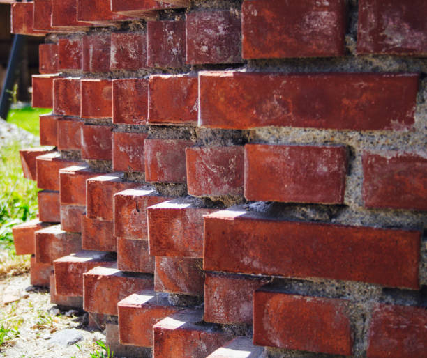 Red brick pattern citadel city Targu Mures Romania stock photo