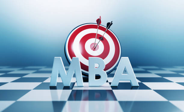 Red Bulls Eye Target and MBA Text Standing on Chess Board Red bulls eye target and MBA text standing on chess board. Horizontal composition with copy space. MBA concept. mba stock pictures, royalty-free photos & images
