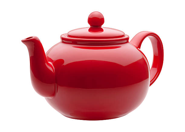 Red Ceramic Teapot stock photo
