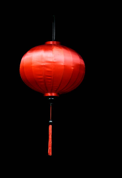 Red Chinese lantern, view from below stock photo