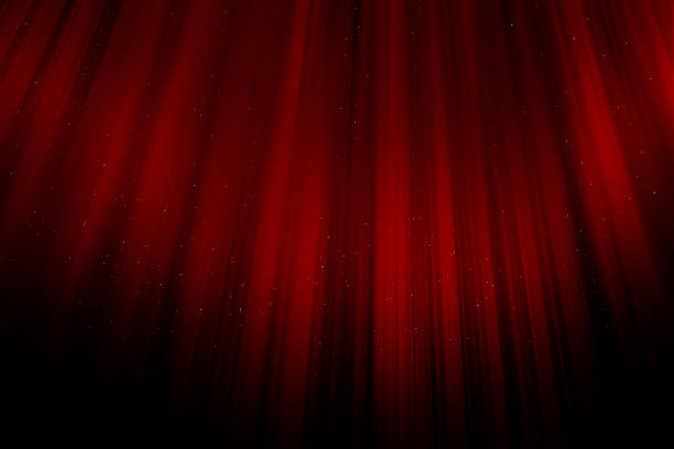 Red Christmas curtains sparkling Glamour elegant red curtains background staging light stock pictures, royalty-free photos & images
