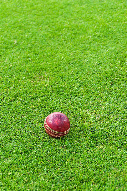 Red Cricket Ball stock photo