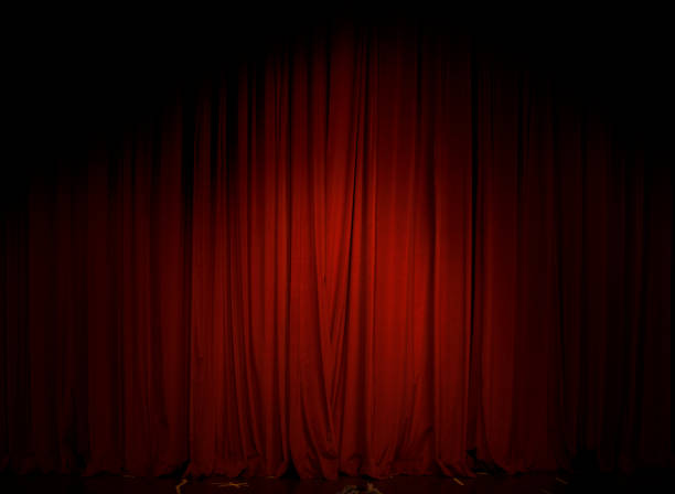 red curtain in the theater - cortina imagens e fotografias de stock
