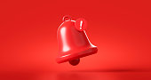 istock Red danger alarm bell or emergency notifications alert on rescue warning background with security urgency concept. 3D rendering. 1321431683