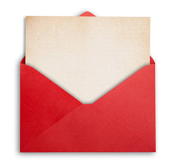 Red envelope with card. stock photo