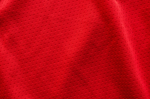 Red Fabric Sport Clothing Football Jersey With Air Mesh Texture ...