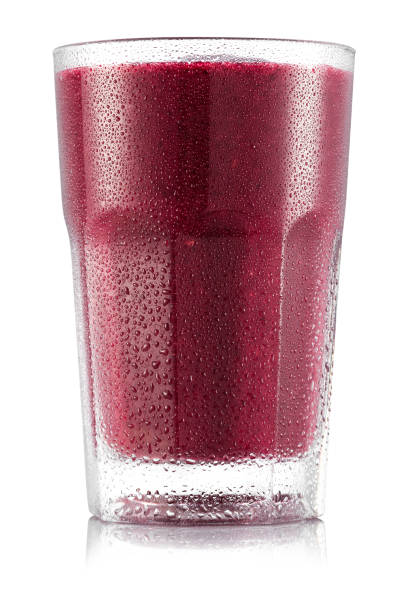 Red fruit smoothie in glass Red fruit smoothie in glass isolated on white background bilberry fruit stock pictures, royalty-free photos & images