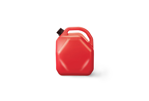 Red fuel & gas tank can on a white background