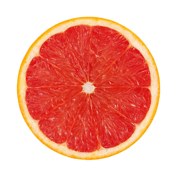 Red Grapefruit Portion On White stock photo