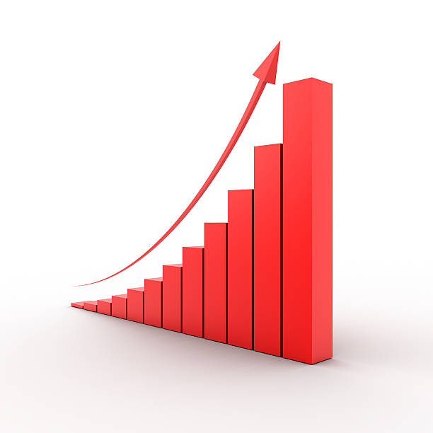 A red graph showing exponential growth stock photo
