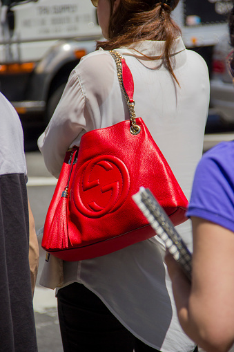 Red Gucci Bag On The Street In New York Stock Photo - Download Image Now - iStock
