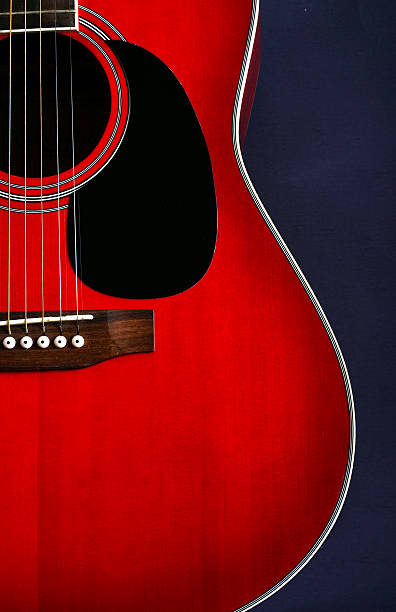 Red guitar vertical stock photo