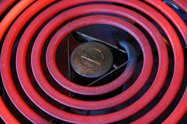 Red Hot Electric stove coils stock photo