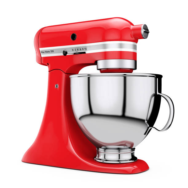 Red Kitchen Stand Food Mixer. 3d Rendering stock photo
