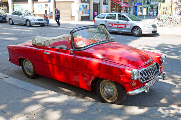 Red Škoda Felicia Cabrio Vienna, Austria - June 17 2018: The Škoda felicia is an automobile which was produced by AZNP from 1959 to 1964. 1964 stock pictures, royalty-free photos & images