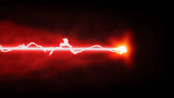 Red lightning on a black background Colorful lightning coming from black void laser stock pictures, royalty-free photos & images