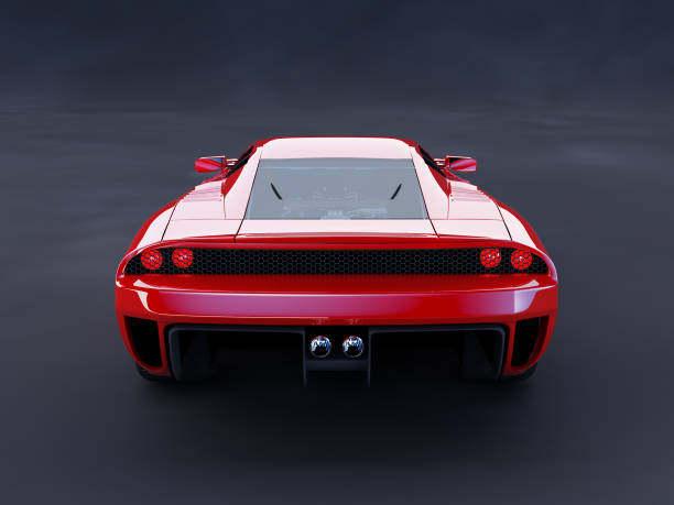 Red luxury car on dark background stock photo
