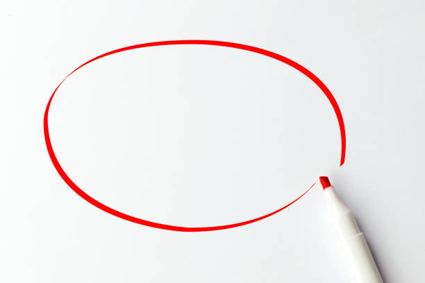 Red marker pen and blank drawing circle stock photo